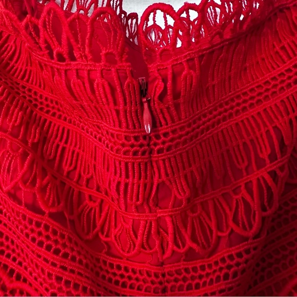 EUC Saylor for Free People Mariah Lace Off Shoulder Dress Red size Small - Picture 6 of 16